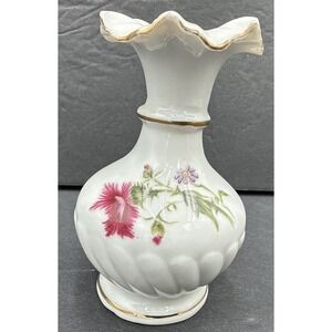 Vintage Miniature 3.75" Bone China Bud Vase Floral Design Gold Trim Japan